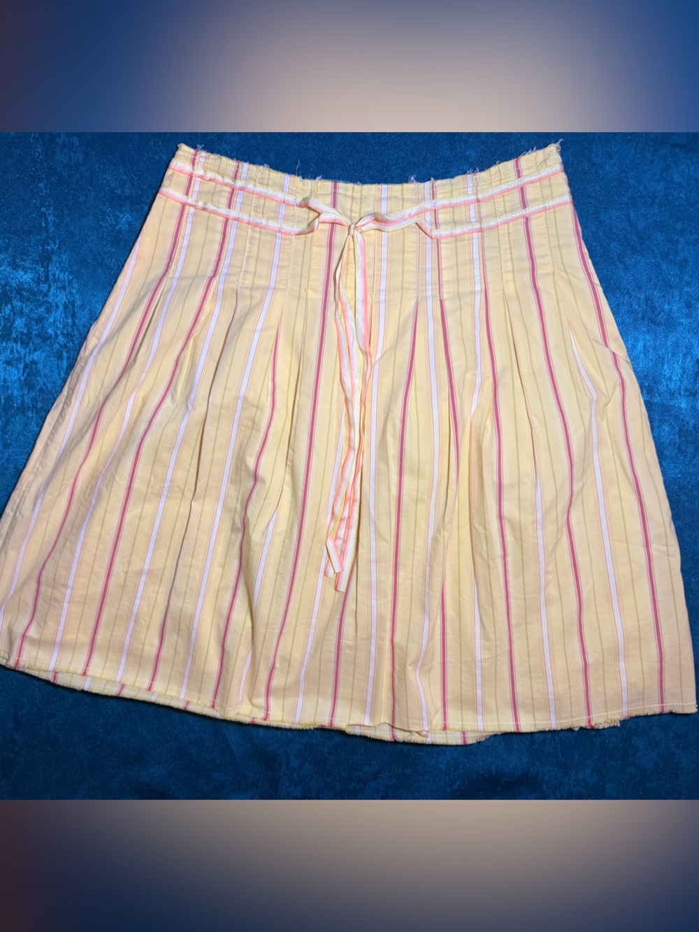 Vintage Old Navy Yellow A-Line Skirt with Pink & White Stripes